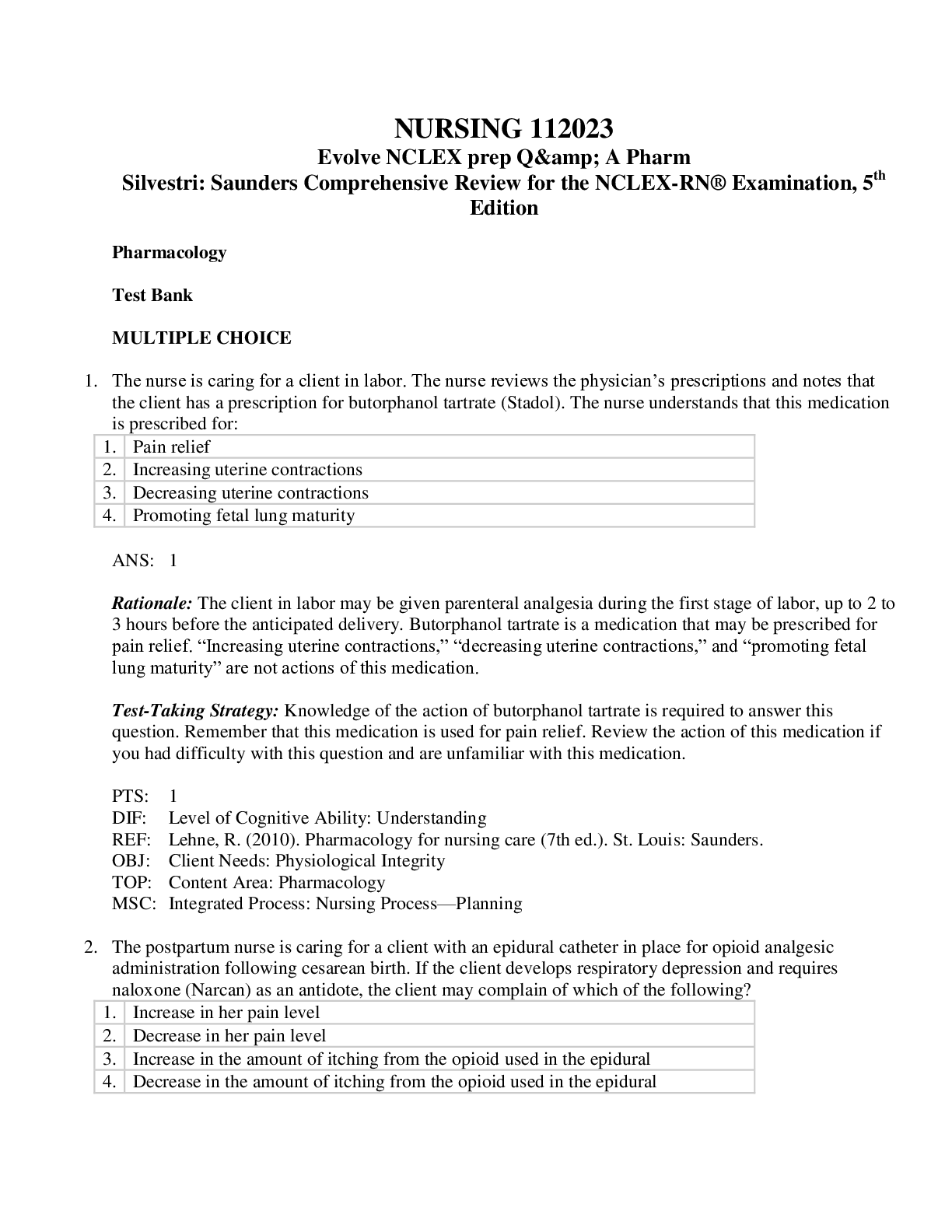 Preview image for NURSING 112023 Evolve NCLEX prep Q&amp; A Pharm Silvestri: Saunders Comprehensive Review for the NCLEX-RN® Examination, 5th Edition